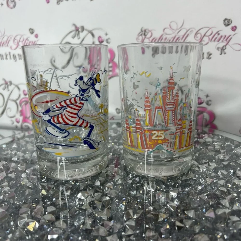 Disney Colorful 25th Anniversary Glass Set cups glasses merch park typhoon